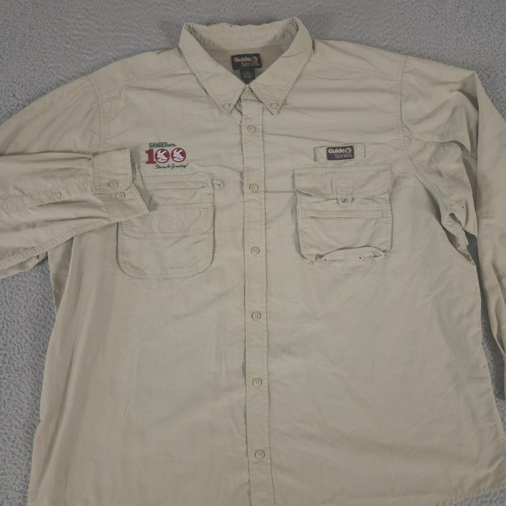 VINTAGE Guide Series Shirt Mens 2XL Nylon Roll Tab Sleeve Vented Back VTG 90s